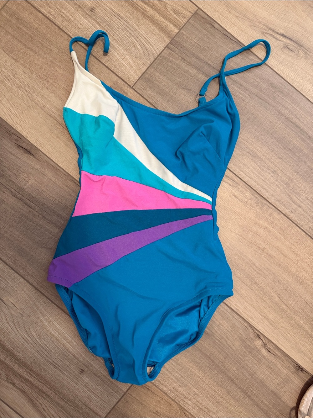 Vintage Teal Multi-Stripe One-Piece Swimsuit